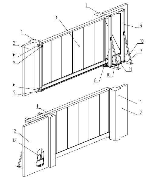 Схема откатных самонесущих ворот